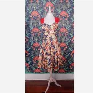 Victory Parade Bettie's Bombshells Japanese Floral Retro 50's Style Dress